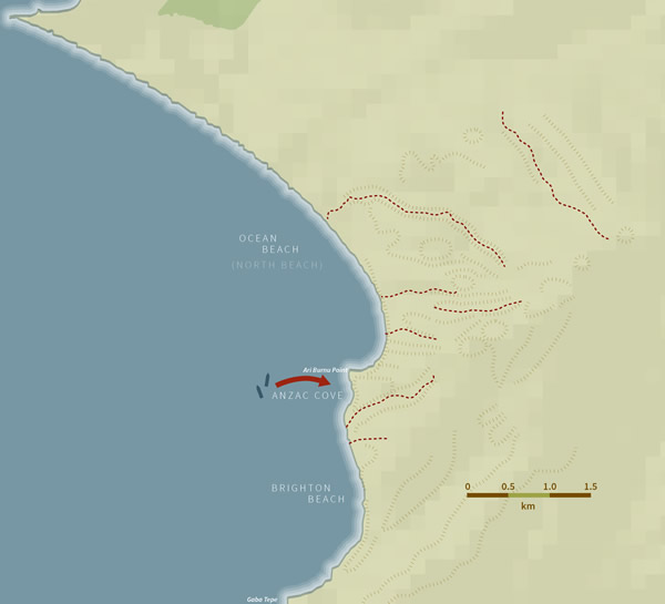 Anzac Cove map. 